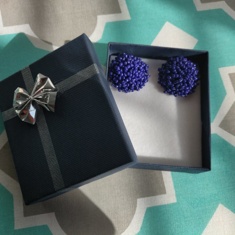 Boho Beaded Studs in Cobalt by Sassy Jones